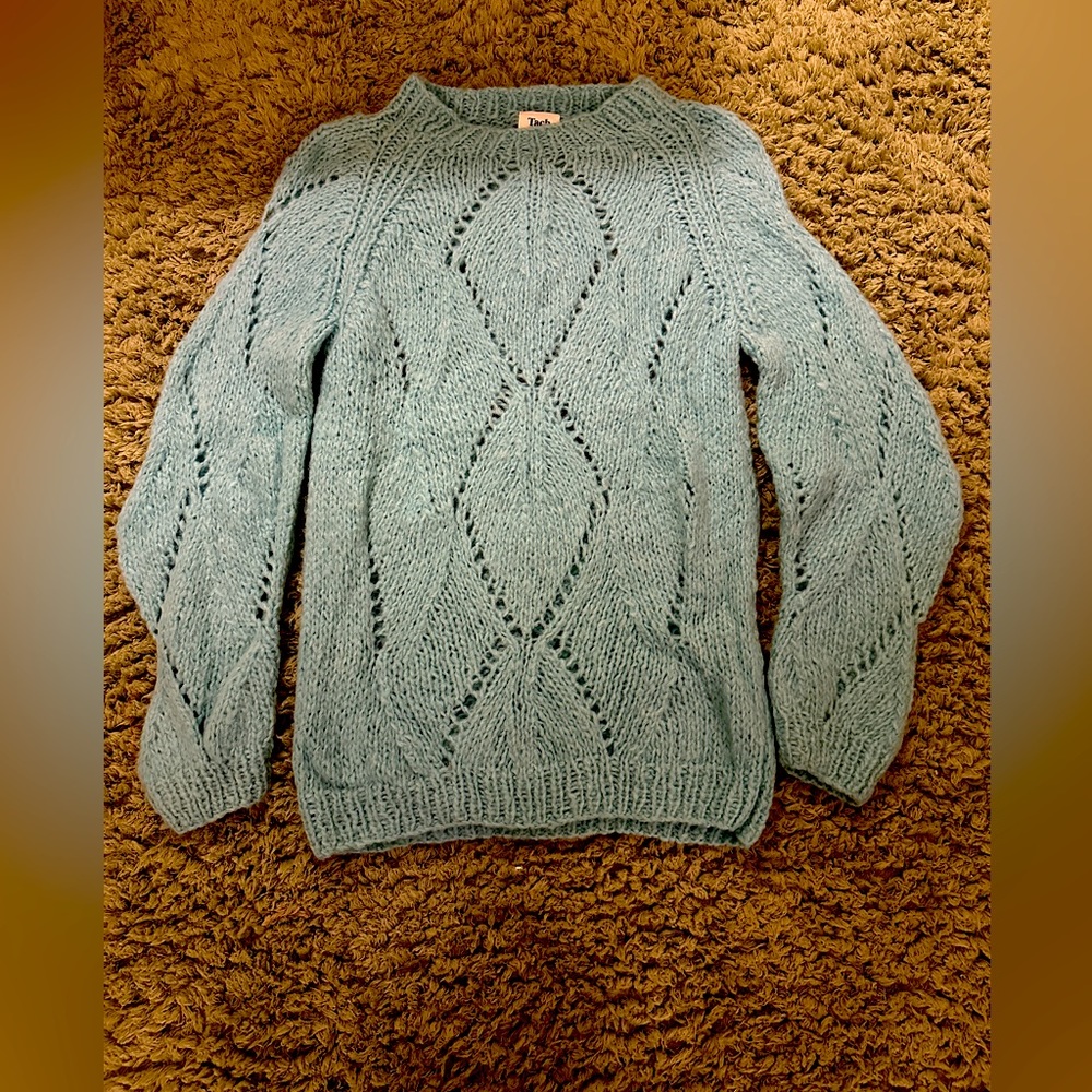 Tach Clothing Knit Mohair Blend Blue Sweater Size Medium